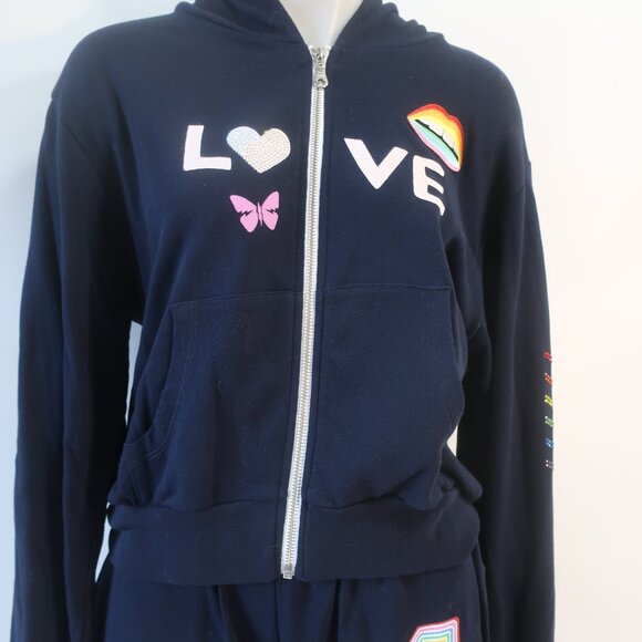 NWT Lauren Moshi Navy Multi (Item- 304) 2 Pc Graphic Zip Hoodie Jogger Set S - Picture 3 of 16